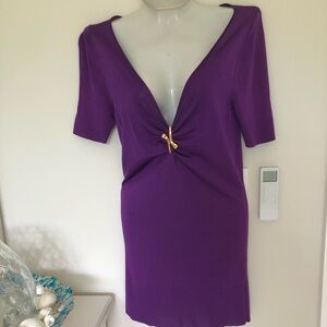 Gucci Purple mini Dress/ Top with Gold Accent. Size M